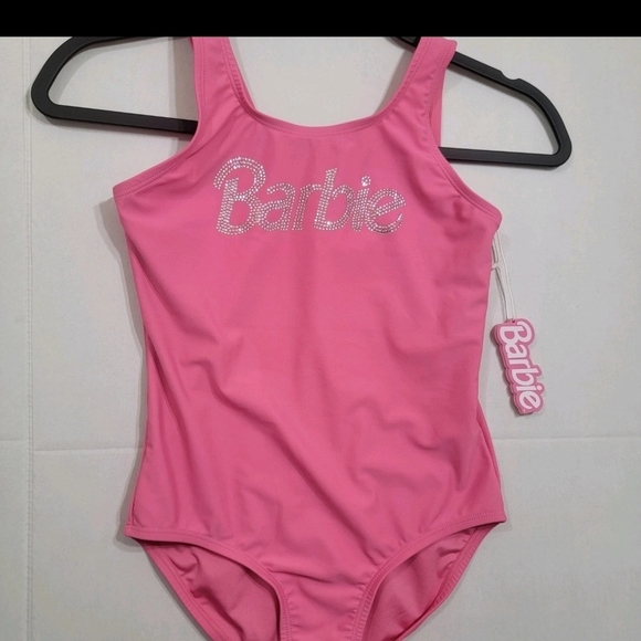 Barbie x Forever 21 Barbie Pink Rhinestone Bling One-Piece Swimsuit Girl 11/12 - Picture 3 of 10